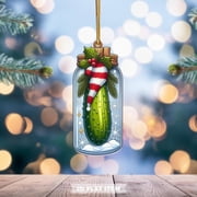 witspace Pickle Christmas Ornaments Cute Cucumber Ornament Funny Christmas Tree Ornament Pickle Hanging Ornaments for Christmas Tree Festive Holiday Decor Cute Cucumber Santa Hat Gifts