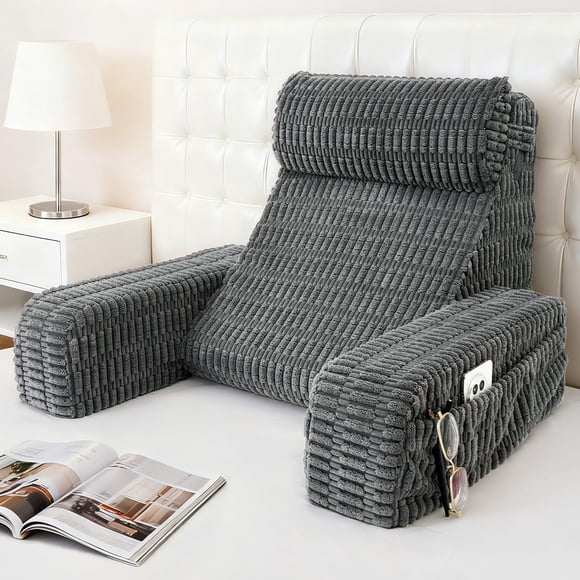 Almohada de Lectura Selectico 19" con Brazos y Bolsillos Gris