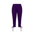 thumbnail image 5 of Women's Leggings Women'S Solid Color Tie Bow High Waist Yoga Cropped Pants Lightweight And Comfortable Solid Color Soft Casual Pajama Pants Leggings,Purple Women's Legging XXL, 5 of 6