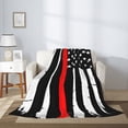 thumbnail image 2 of Disketp Firefighters USA Flag Cozy Flannel Fleece Throw Blanket: Has a velvety texture for All Seasons - Perfect for Women, Men, & Kids"80"x60", 2 of 6