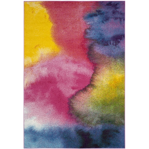 SAFAVIEH Watercolor Calista Abstract Area Rug, Green/Fuchsia, 4' x 6'