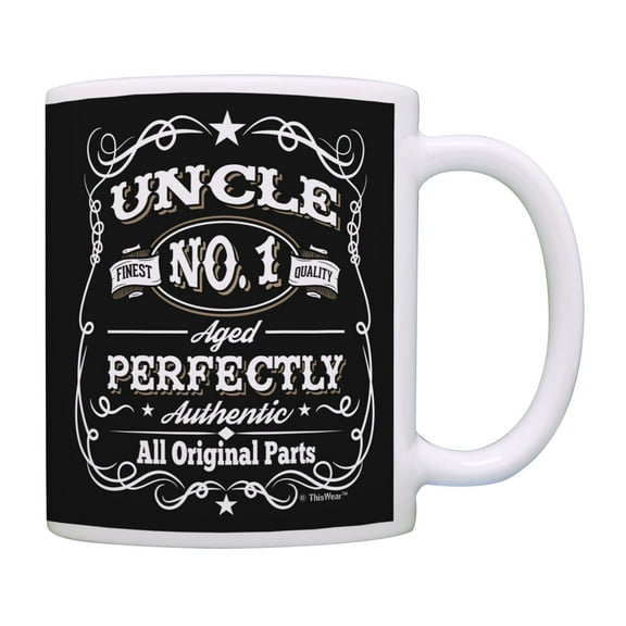 ThisWear Uncle Birthday Mug Authentic Original Parts Birthday Coffee Cup Uncle B-day Coffee Mug Black