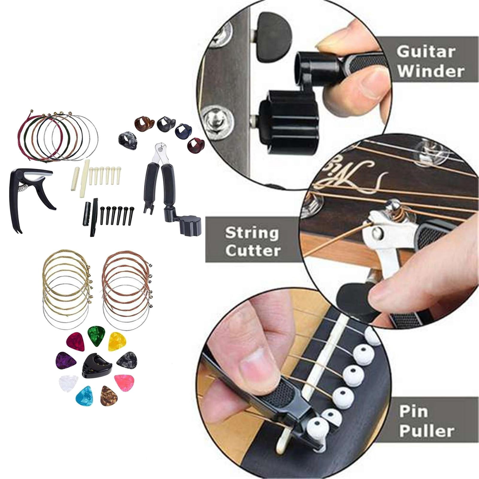 51Pcs Guitar Accessories, Restring Pins Maintenance