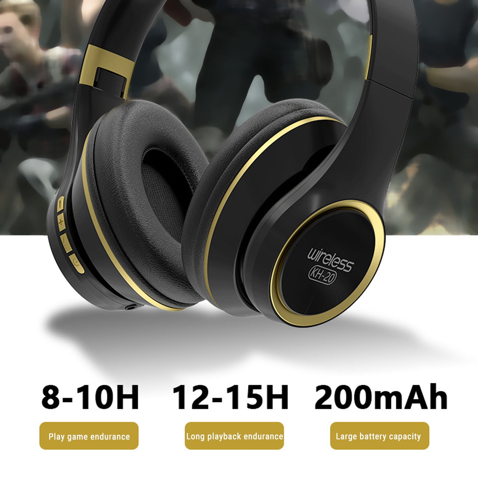 [Updated Bluetooth Headphones Over Ear, 65 Hours Playtime Wireless Headphones with Microphone,Foldable Lightweight Headset with Deep Bass,HiFi Stereo Sound for Travel Work Cellphone - Black