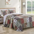 thumbnail image 6 of Chicago 3 Piece Fabric King Bedspread Set with Jacobean Prints, Multicolor, 6 of 6