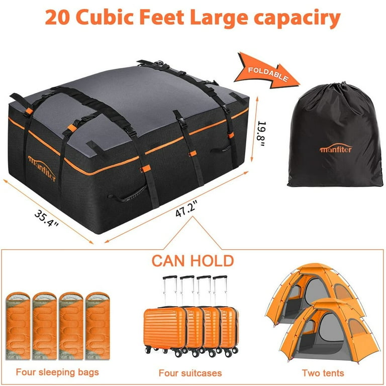 Manfiter Car Roof Bag Rooftop Cargo Carrier 20 Cubic Feet 100