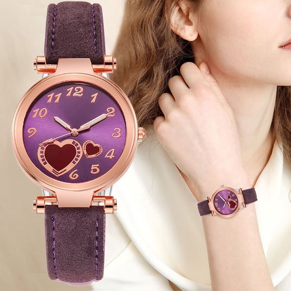 Tkrady Women's Easy Reader Quartz Analog Leather Strap Watch with Classic Fashion Business Casual Round Case