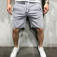 thumbnail image 2 of Men's Summer Fleece Hem Athletic Shorts Elastic Waist Drawstring Casual Gym Workout Bottoms Distressed Edge Lightweight Breathable Cotton Sweatshorts Gray, 2 of 5
