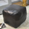 thumbnail image 2 of BBH Homes Black Round Leather Pouf Ottoman Handmade Recycled Cotton Fill BBBACPF0012, 2 of 7