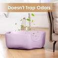 thumbnail image 5 of New Large Cat Litter Box, High Sided Litter Box for Big Cats with Leather Side Handle & Litter Scoop – 22" L x 16" W x 8.8" H, Durable Litter Pan & Easy-to-Clean Litter Tray, Transparent Purple, 5 of 6