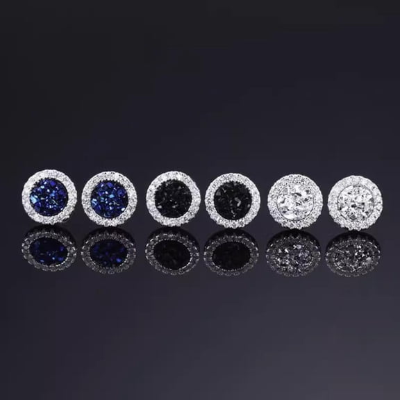 Rhinestone Decorated Magnetic Design Stud Warrings - 3 Pairs, Casual Simple Stainless Steel Jewelry for Men, Fashion Jewelry for Party, Daily Clothing Decor