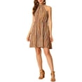 thumbnail image 2 of Allegra K Women's Halter Neck Casual Belted Stripe Sleeveless Prom Midi Dress, 2 of 6