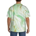 thumbnail image 3 of Honeii Green And Gold Abstract Marble for Men's Short-Sleeved Button-Up Collared Shirt Featuring A Pocket, Perfect for Beach Vacations, And Travel Adventures.-XX-Large, 3 of 5