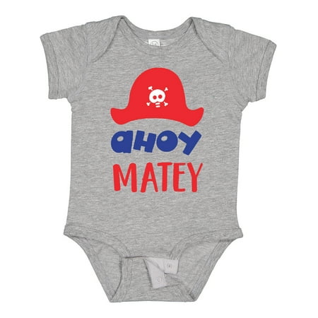 

Inktastic Ahoy Matey Pirate Hat Skull and Bones Pirates Gift Baby Boy or Baby Girl Bodysuit