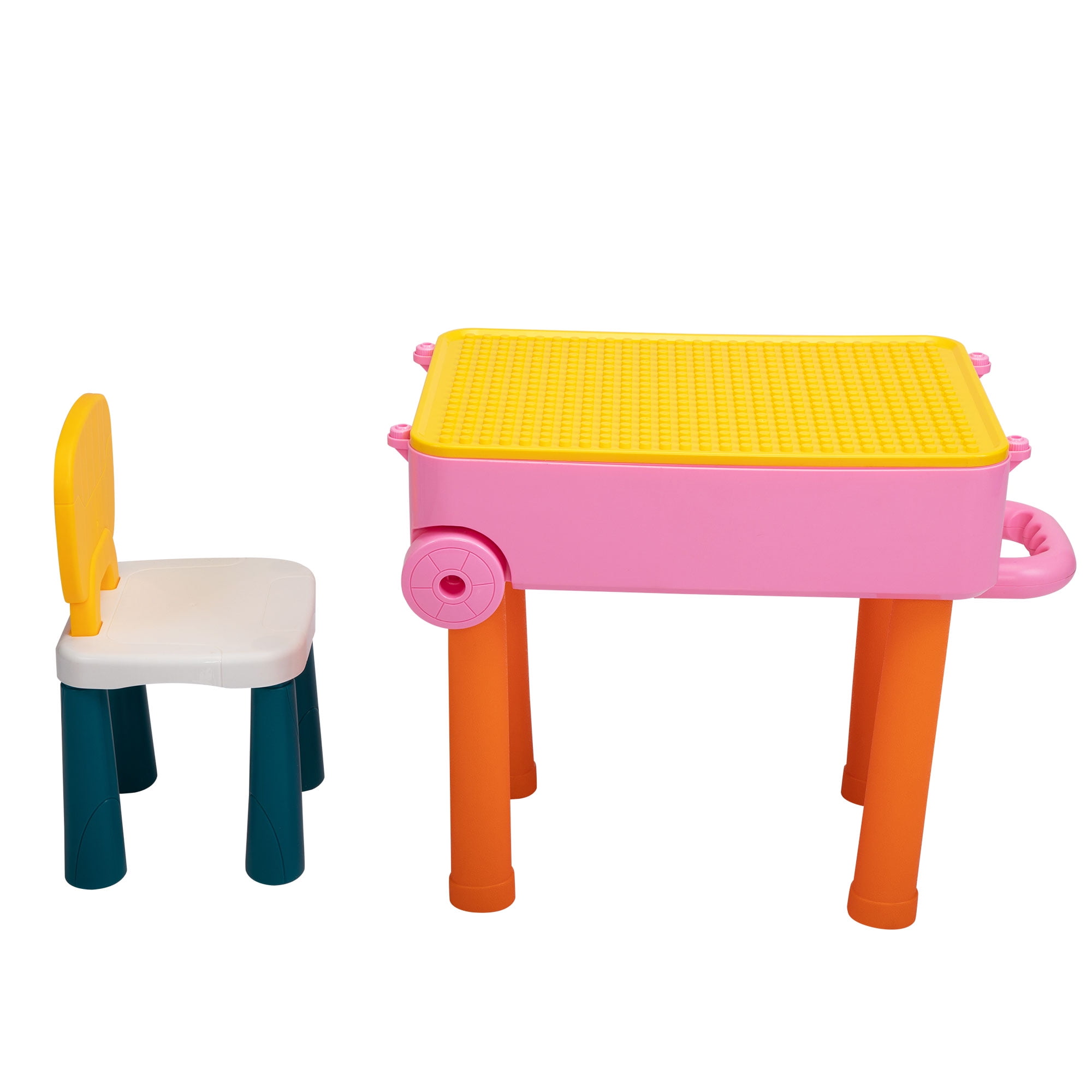 Lowestbest Kid Activity Table & Chair Set, Building Blocks Table for Toddler 3-10 Year Old, Pink Lowestbest Kid Activity Table & Chair Set, Building Blocks Table for Toddler 3-10 Year Old, Pink