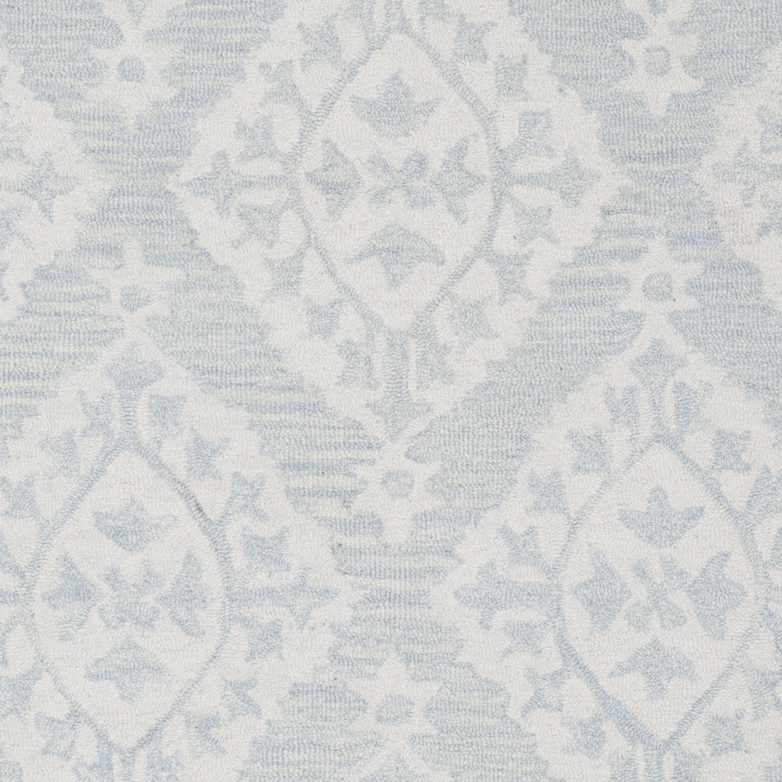 SAFAVIEH Micro-Loop Linton Damask Trellis Wool Area Rug, Light Blue, 2'6" x 4'