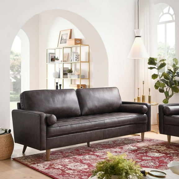 Modway Valour 81" Leather Sofa in Brown