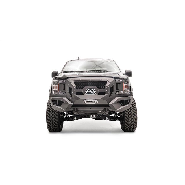 Fits 2018-2020 Ford F-150 Fab Fours Bumper GR4500-1 Grumper; Modular Design; Direct Fit; Mounting Hardware Included; With Grille; With D-Ring Mounts; Powder Coated Black Steel