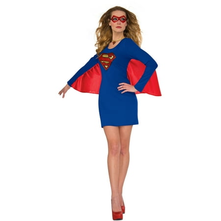 Womens Supergirl Halloween Costume Cape Dress with
