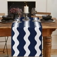 thumbnail image 2 of Navy Blue Ripple Waves Table Runner Luxury Home Dining Table Coffee Table Holiday Wedding Decoration Party Dinner Table Runner, 2 of 5