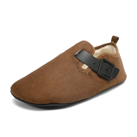 New Winter Cotton Men Shoes Warm Slip on Lightweight Slippers Women Plush Bedroom Home Cotton Loafers Unisex Winter Warm Shoes (Brown 38-39)