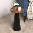 thumbnail image 2 of Modern Round Solid Wood Side Table with Tray Top – Handmade Accent Table for Living Room, Bedroom & Entryway – Rustic Contemporary End Table Black, 2 of 6