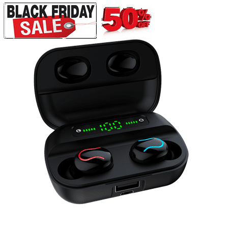 Black Friday Deals Wireless Earbuds,Bluetooth 5.0 Earbuds with 3600mAh Charging Case LED Battery Display Bluetooth Headset IPX7 Waterproof True Wireless Headphones for Work