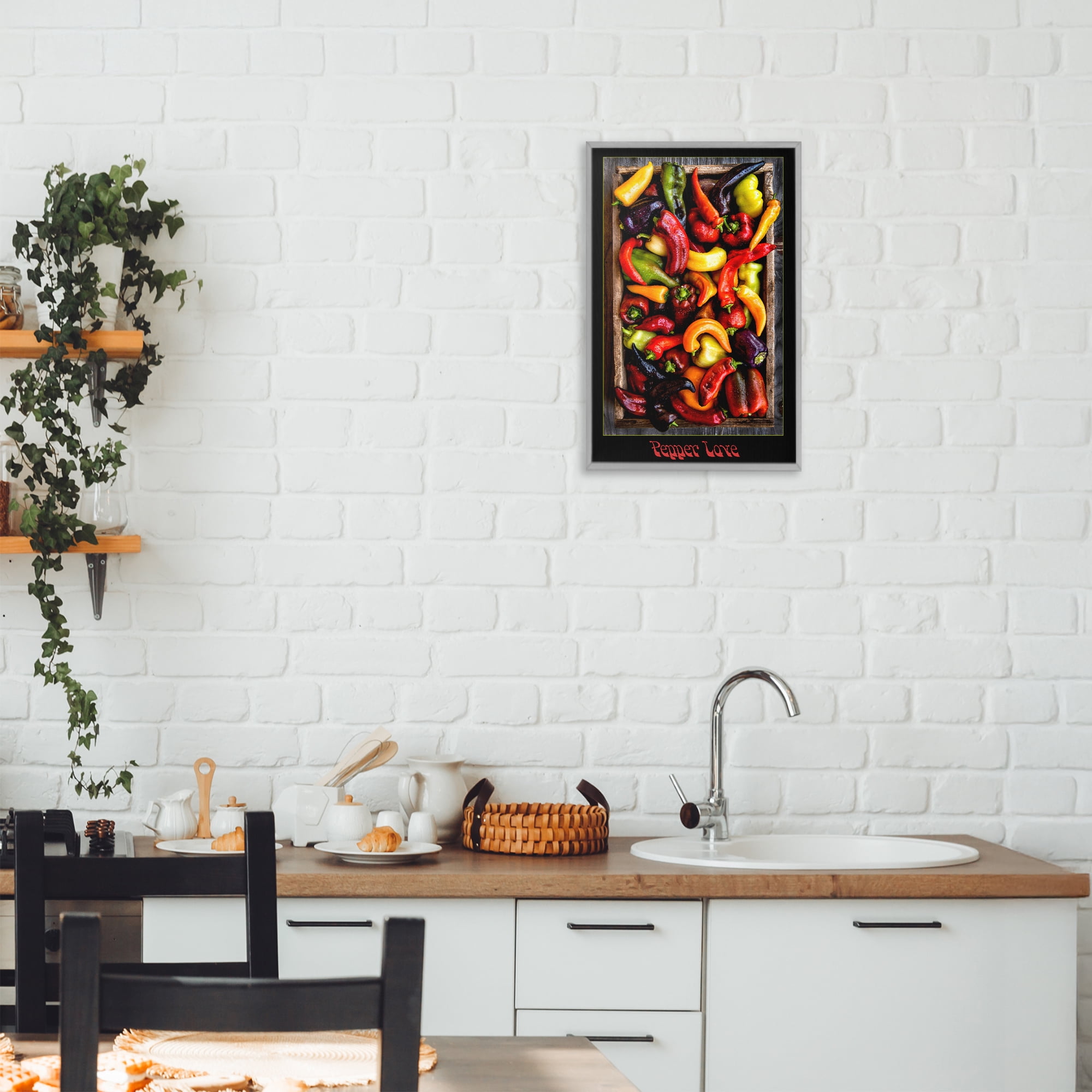 Stupell Industries Pepper Love Vibrant Vegetables Gray Framed Giclee Art, design by Carl Kravats