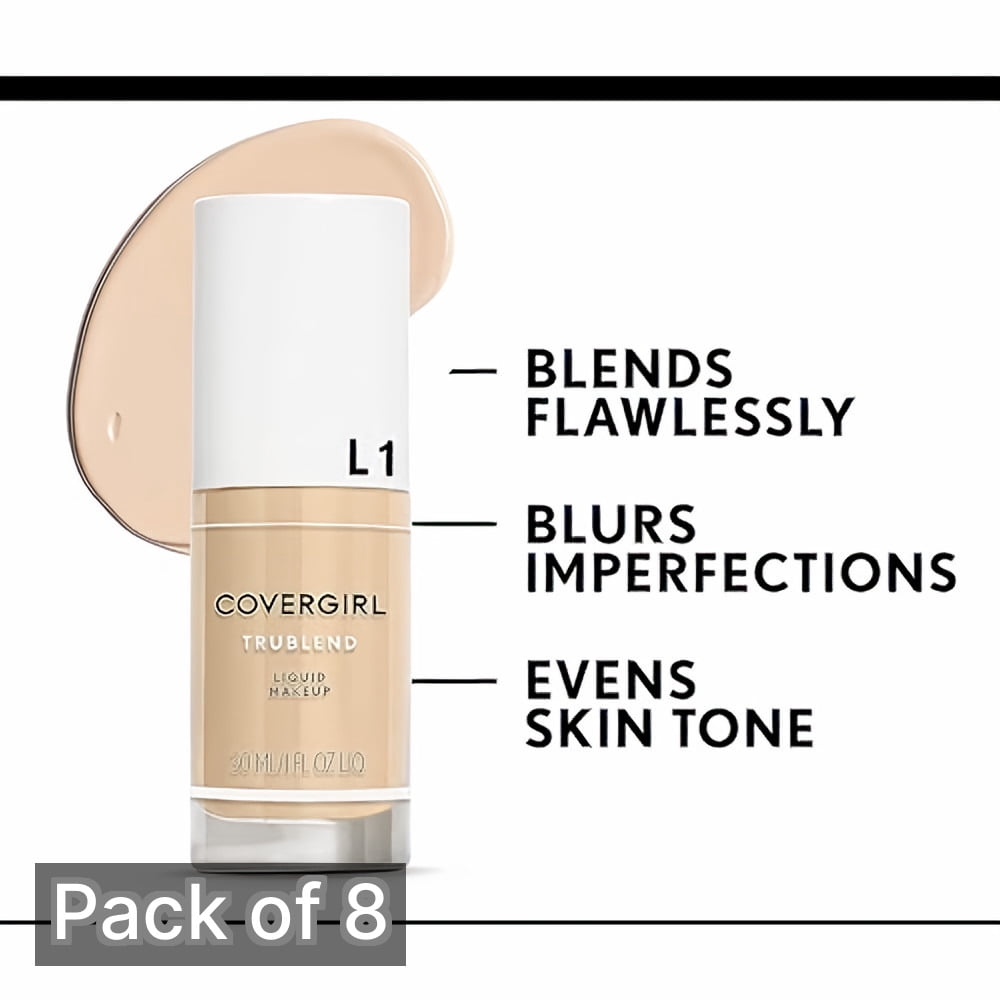 CoverGirl TruBlend Liquid Foundation, L-1 Ivory, 1 oz (Pack of 8)