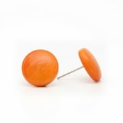 Round Tagua Stud Earrings Orange Handmade Fair Trade