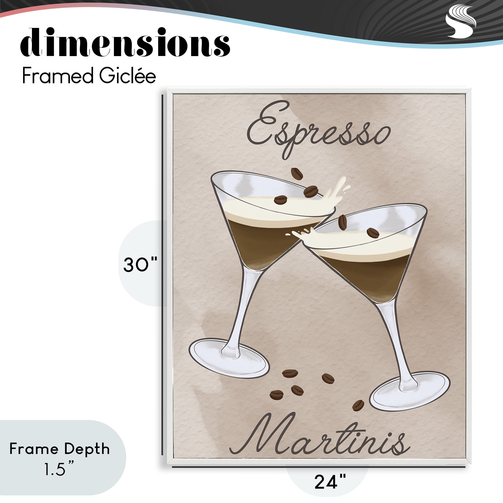 Stupell Industries Cheers Espresso Martinis White Framed Giclee Art, design by Marcus Prime