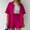 Hot Pink, variant on Laipiong Women's 2 Piece Set Summer Fashion Solid Color Short Sleeve Shirts and Shorts Comfy Casual Trendy Loose Outfits 2 piece short sets for women