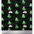 thumbnail image 1 of Soimoi Poly Georgette Fabric Lotus & Frog Kids Print Fabric by The Yard 52 Inch Wide, 1 of 3