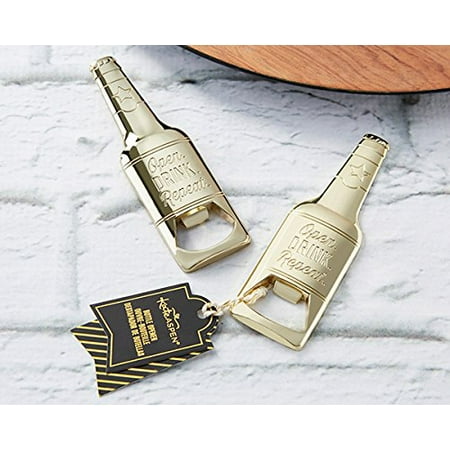 Kate Aspen Gold Beer Shaped Bottle Opener (Set of 12) | Guest Gifts, Party Souvenirs, Party Favor or Decorations for Bridal Showers, Bachelorette Parties, Birthday Parties, Wedding Favors & (Best Wedding Souvenirs For Guests)