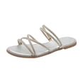 thumbnail image 2 of YgkuHd Women's Summer Slippers,Women's Fashionable Casual Versatile Trendy Flat Decorative Sparkly Plus-Size Shoes Spring/Summer Comfortable Slippers for Summer Season, Daily Wear, 2 of 6