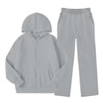 thumbnail image 4 of Sakuulaan Girls 2‑Piece Fleece Tracksuit Set, Full‑Zip Hooded Jacket & Relaxed Pants, Warm Polyester Casual Outfit for Kids 5‑14 Years, 4 of 8