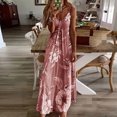 thumbnail image 1 of Robe Boho à Bretelles Spaghetti Florale Vintage Imprimé Floral Sans Manches Longue Maxi Robes Été Plage Vacances Robe d'Été (Rose, 4TG), 1 of 7
