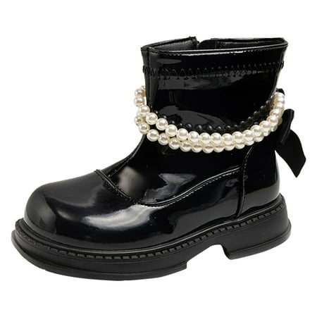 

Girls Boots Children Shoes Thick Sole Thick Heel Small Short Comfortable Soft Sole Warm Short Boots 9t-9.5t
