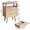 Natural Wood, variant on Resenkose 2-Piece 15.4" Contemporary Side Table with Dual Drawers, Gold Tone Metal Knob Wood End Table for Bedroom and Living Area, Natural Wood