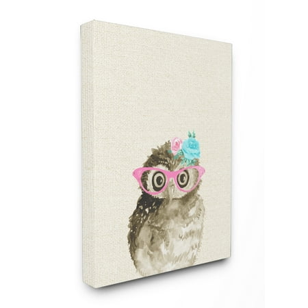 The Kids Room by Stupell Woodland Owl with Cat Eye Glasses XXL Stretched Canvas Wall Art, 30 x 1.5 x 40