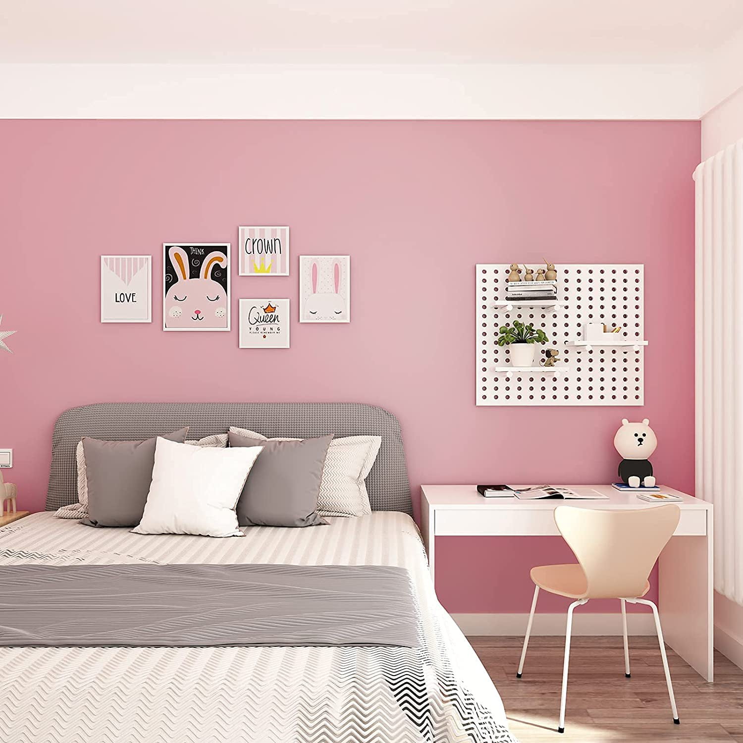 VEELIKE Pink Wallpaper Peel and Stick 15.7''x118'' Self Adhesive Thicken Pink Contact Paper for Bedroom Waterproof Vinyl Film Roll for Walls Cabinet Dresser Shelf Drawer Liners Living Room