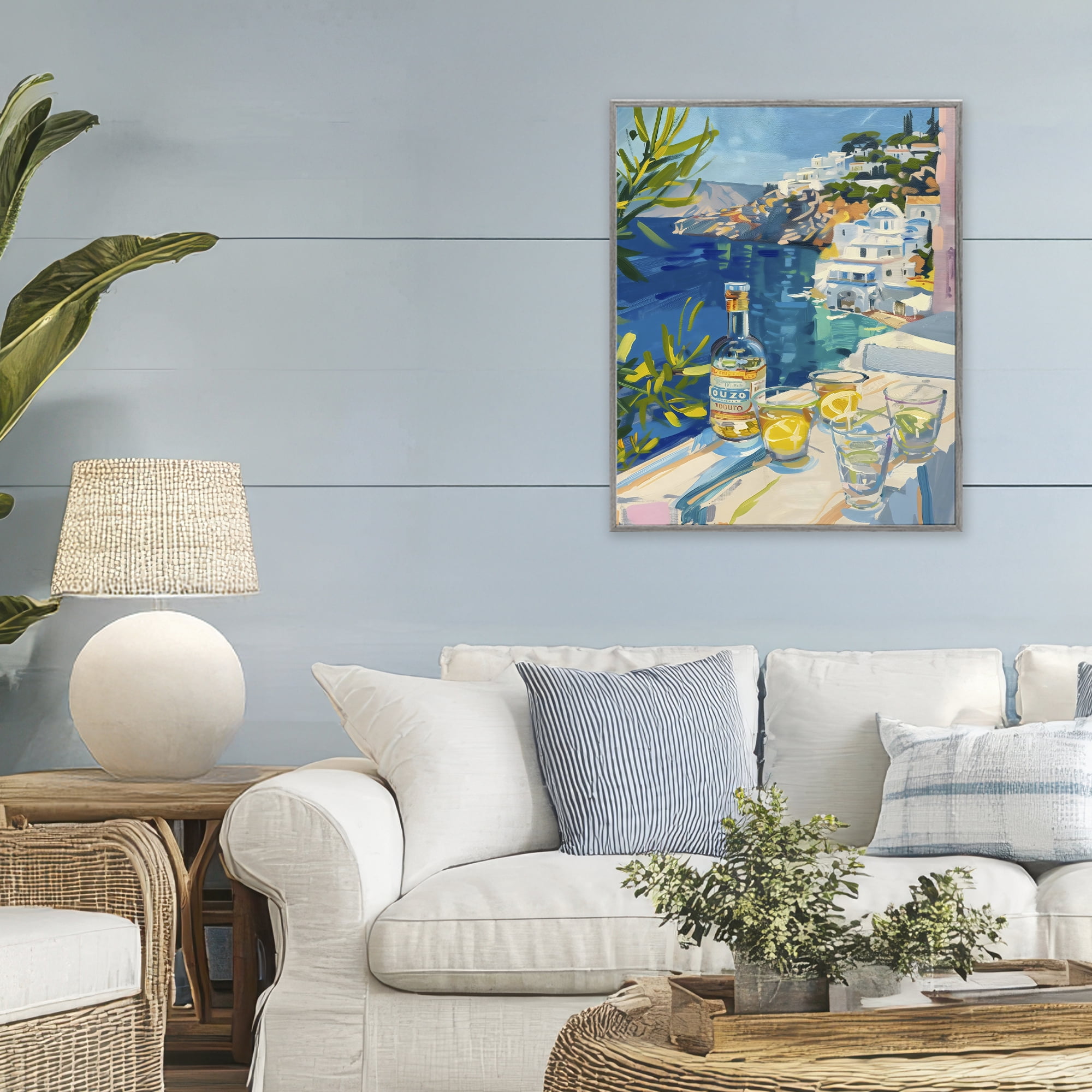 Stupell Industries Drink By The Sea Balcony Gray Framed Giclee Art, design by The Prints Vibe