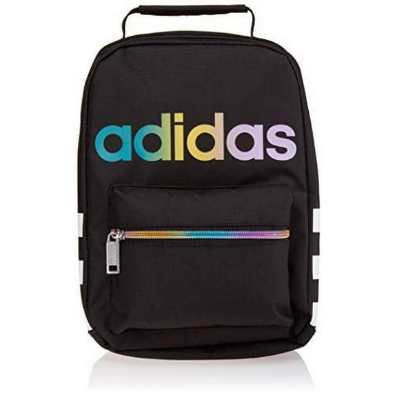 adidas Unisex Santiago Insulated Lunch Bag, Black/ White/ Rainbow, ONE SIZE