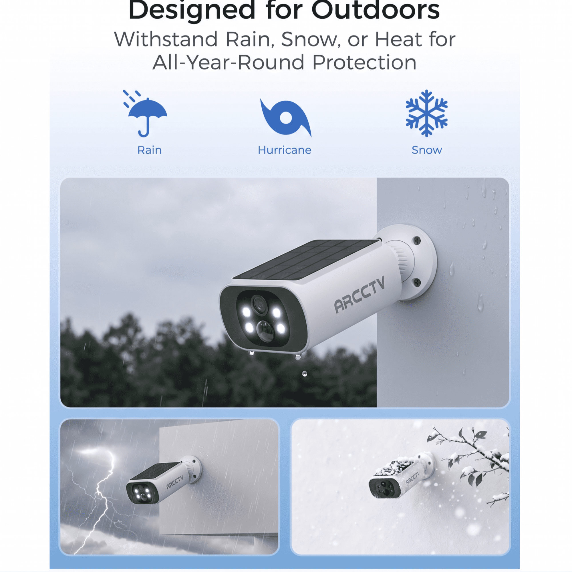 ARCCTV Solar Security Cameras Wireless Outdoor, 2K/4MP Home Security Camera System with Base Station,Color Night Vision,64GB Local Storage,5G&2.4G WiFi Camera 4Pcs,No Monthly Fee