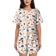 thumbnail image 1 of Balery South American Animals Conjunto de Pijama para Mujer con Estampado, Dos Piezas de Manga Corta y Shorts, Ropa de Dormir Suave con Cuello Redondo y Bolsillos-3X-Large, 1 of 6
