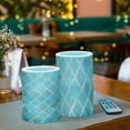 thumbnail image 6 of Turquoise Ceramic Mosaic Flickering Flameless Candles Battery Operated with Remote Timer LED Pillar Candles Set of 2, 6 of 7