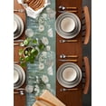 thumbnail image 2 of Boanket White Camellia Table Runner - 120 Inch Long, Kitchen Dining Table Runner Dresser Scarves, Farm Flowers Retro Green Modern Art Farmhouse Decor for Coffee Tables Wedding Party Banquet, 2 of 8