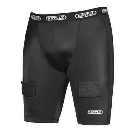 Battle Sports Youth Nutty Buddy Hockey Compression Shorts with Boss Cup - Black