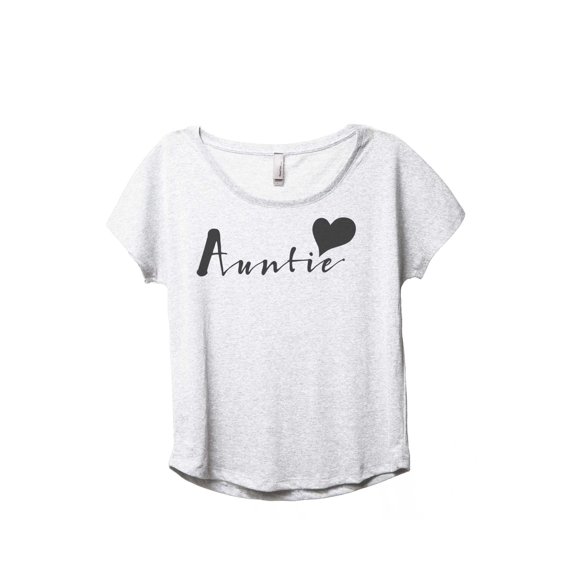 Thread Tank Auntie Heart Women's Fashion Relaxed Slouchy Dolman T-Shirt Tee Heather White Small