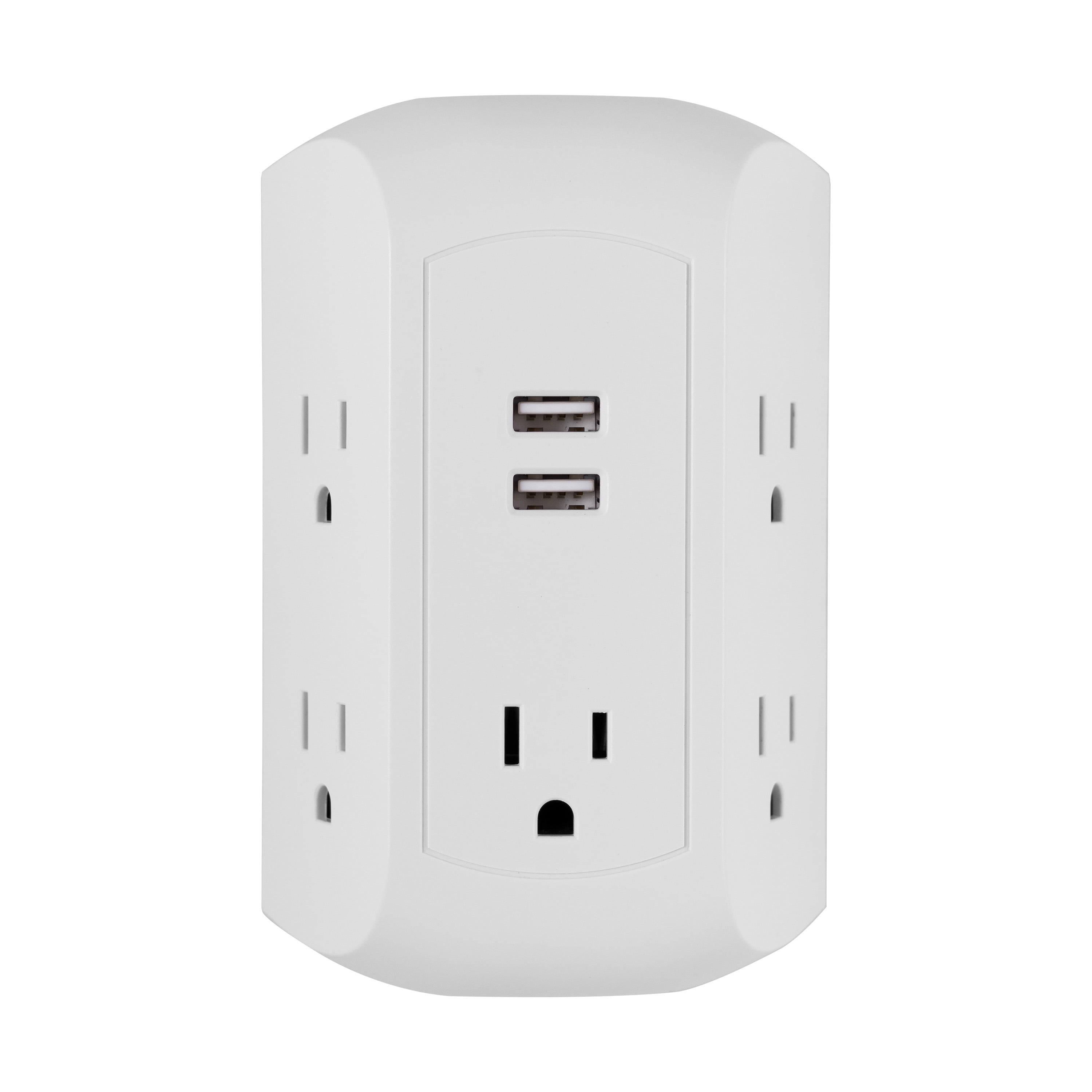 GE UltraPro 5-AC, 2-USB Side-Access Surge Protector, 560J, White – 58297